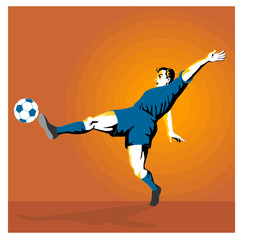 Fototapeta na wymiar Soccer player kicking the ball