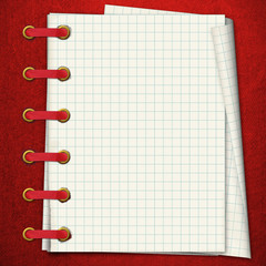 Red notebook. A writing-book in a section. 