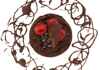 Chocolate cheese cake with rapsberries