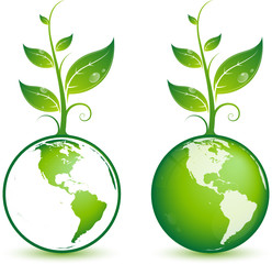 Planète terre avec plante verte, image vectorielle