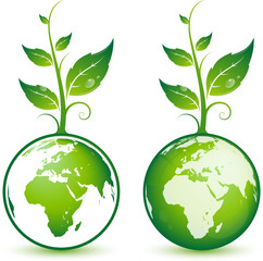 Planète terre avec plante verte, image vectorielle
