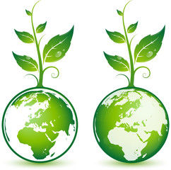 Planète terre avec plante verte, image vectorielle