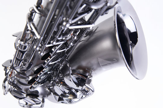beautiful colored sax sho on white background