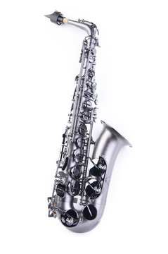 rare saxophone shot on white background