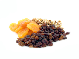 Walnuts, raisins and dried apricots