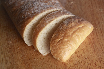 White bread on the table.
