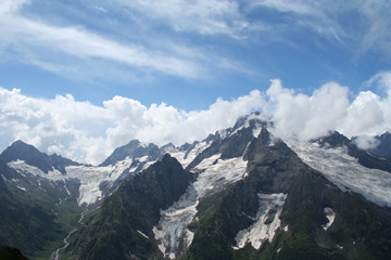 Main Caucasus range. Dombai, Caucasus, Russia.
