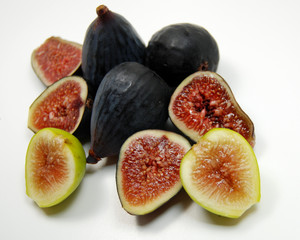 a grouping of a variety of organic figs.