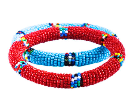 Traditional African bracelets from multicolor beads
