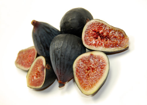 organic black mission figs, isolated on white.