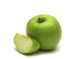fresh green apple on white background