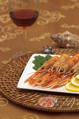 ocean delicacy shrimp on dinner