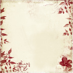 grunge with flower&foliage border