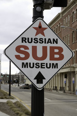 Obraz premium Russian Sub Museum sign