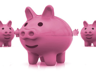 a 3d composition of piggy bank