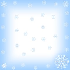 Fototapeta na wymiar snow flakes blue frame