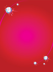 Shining diamonds on the red background.
