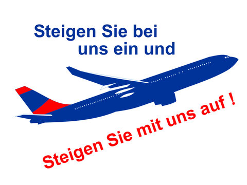 Flugzeugsymbol: Steigen Sie bei uns ein...