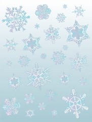 Snowflakes background - ice crystals pattern