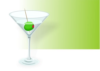 Tropical cocktail - illustration of martini glass with olive