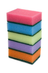 five colored sponges