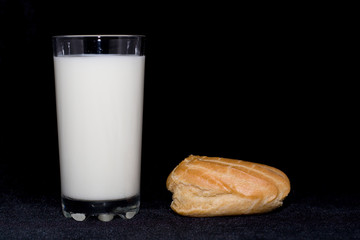 glass with milk and pastry 1