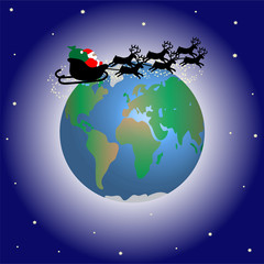 papa noel dando la vuelta al mundo