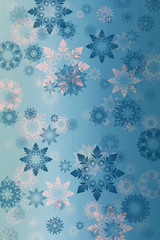 Illustration of blue snowflakes background