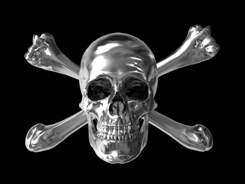 poison or toxic symbol chrome skull 3d