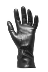 Black glove - keep/get gesture - isolated on white