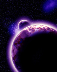 Alien planet with moon