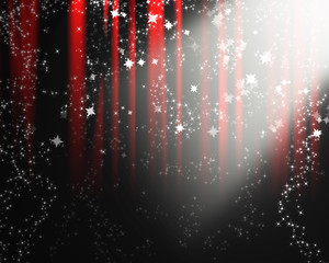 Movie or theater curtain with single light beam