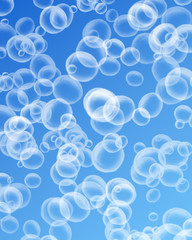 Air bubbles on a light blue background