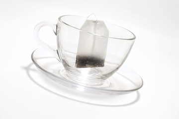 Tea (teabag) in transparent cup