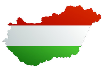 Carte de la Hongrie (drapeau)