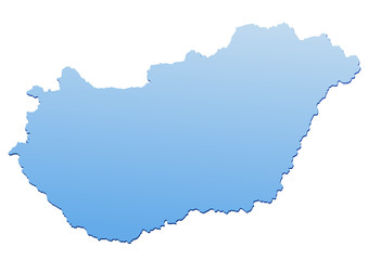 Carte de la Hongrie bleu