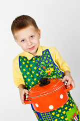 portret of little boy with big pot, scullion © AGphotographer