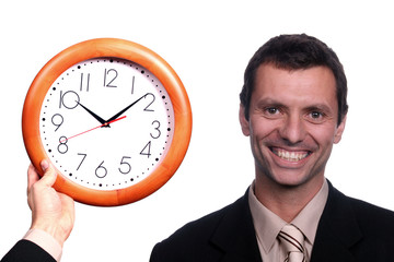 businessman and hand with clock