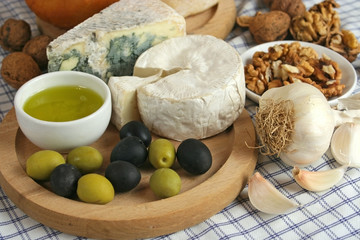 cheese, olives and garlic