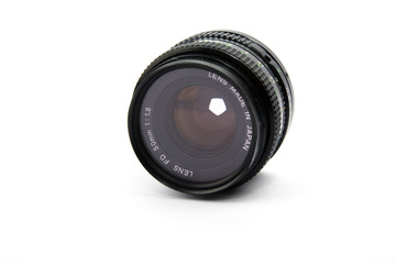 Isolated view of a 50mm camera lens