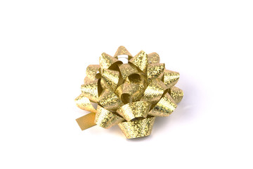 Isolated golden Christmas decoration bow