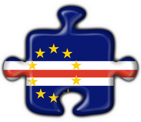 Obraz premium Cabo Verde button flag puzzle shape