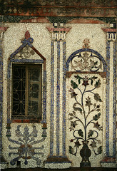 mosaic ornaments on the wall in sonargaon, bangladesh