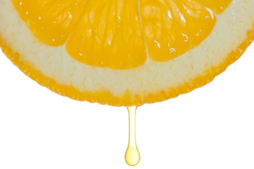 Orange slice with a droplet