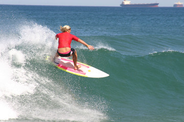 Red surfer girl