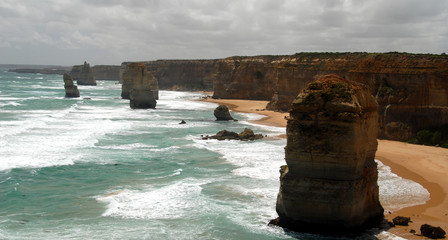 lime stone coast showing rock stack 