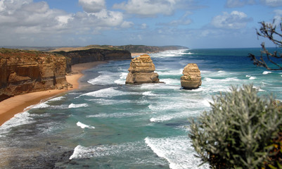 lime stone coast showing rock stack 