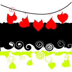 Valentine frame with place for your text, Hearts hang on a cord