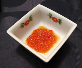 Japanese Salmon Caviar in traditional serving bowl
