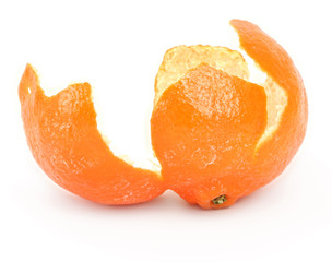 close-up of orange zest on white, natural shadow in front